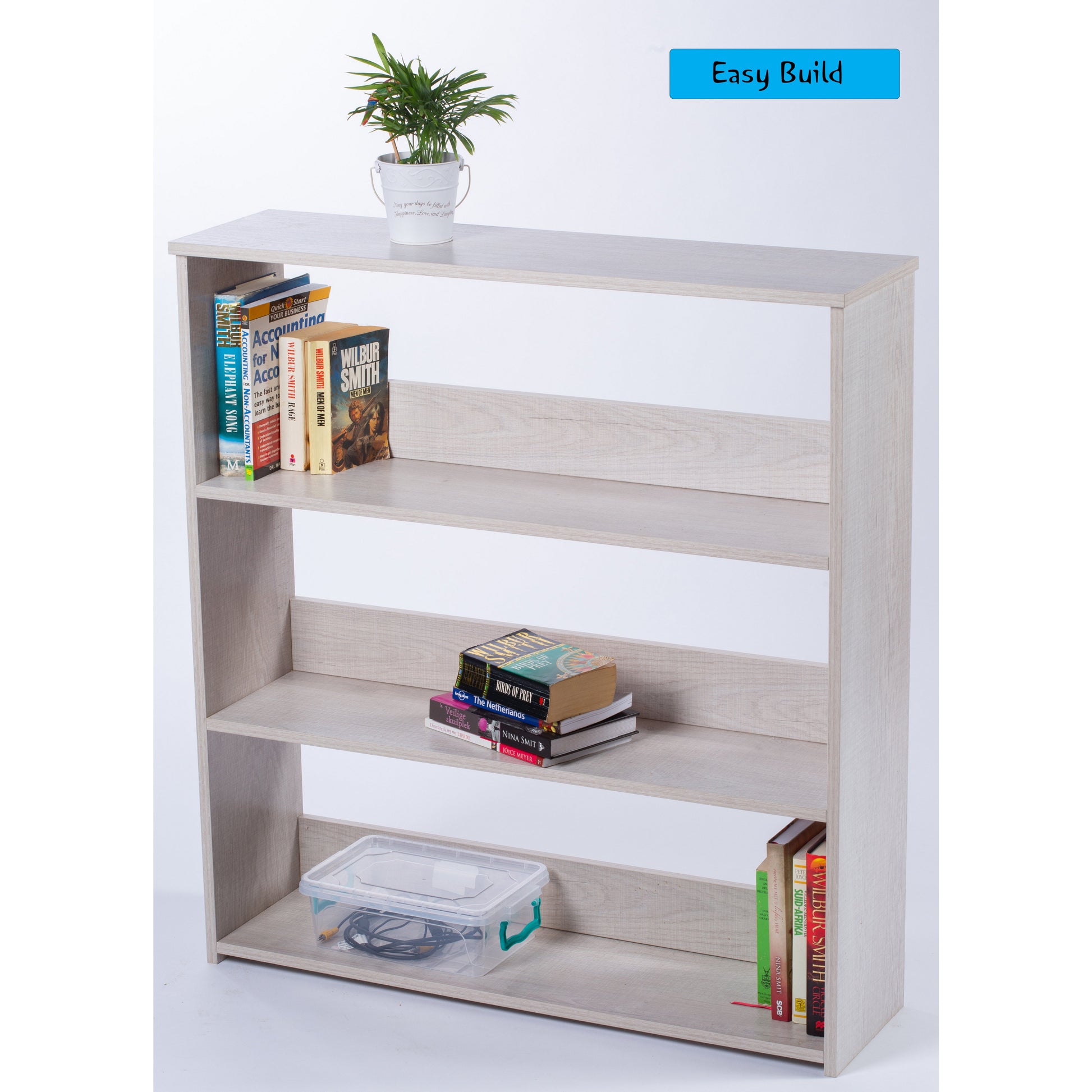 Lunar Ash, 90cm wide Bookshelf